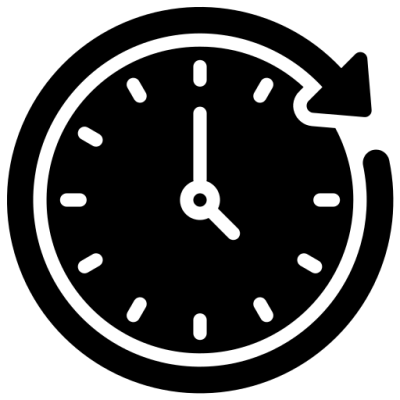 Clock icon with a clockwise arrow around it.